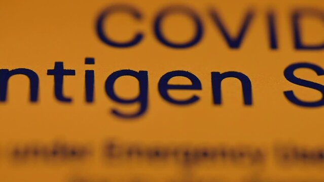 macro close-up of Covid-19 antigen self-test box