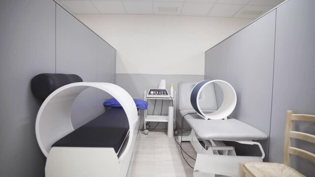 two bedroom in clinic hospital with advanced machine for physiotherapy and rehab after trauma accident, insurance concept 