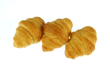 close up on butter cocktail croissants isolated on white background