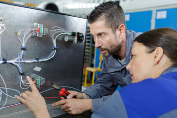 the electrical engineers at work
