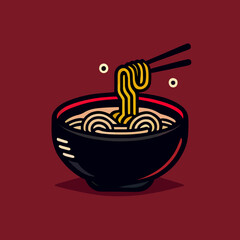 flat design of Delicious ramen noodles in a bowl