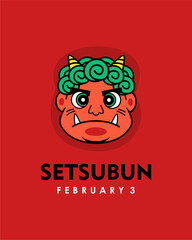 japanese devil mask for setsubun festival poster design