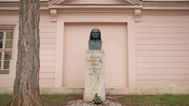 Bust of Famous Composer Johann Sebastian Bach in City of Weimar