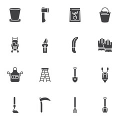 Gardening tool vector icons set