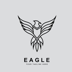 Eagle Line art Logo Design Vector Template