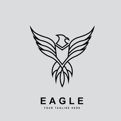 Eagle Line art Logo Design Vector Template