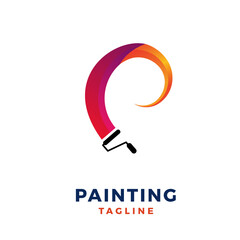 Brush and paint with full color with minimalist design style. Creative concept of paint design