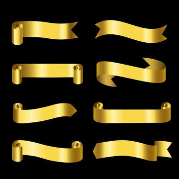 Set of golden ribbons