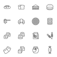 Bakery and baked goods line icons set