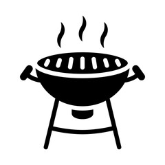 BBQ and grill silhouette pictogram isolated on white background. - obrazy, fototapety, plakaty