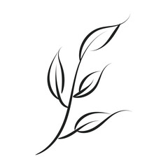 Hand Drawn Floral design. Minimal Line Art Tattoo Design. 