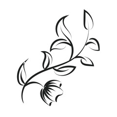Hand Drawn Floral design. Minimal Line Art Tattoo Design. 