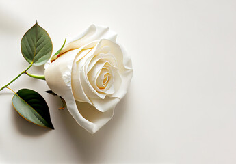 White rose on soft silk background image created with Generative AI technology. - obrazy, fototapety, plakaty