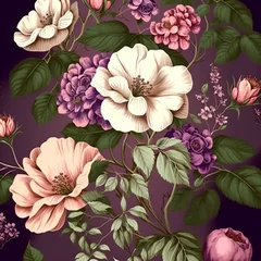 Schilderijen op glas seamless floral pattern © VWPSTD