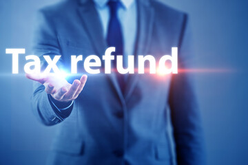 Businessman in tax refund concept