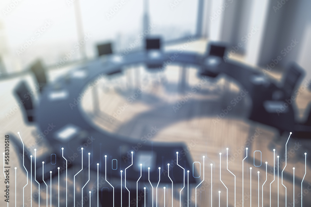Aufkleber abstract virtual microscheme illustration on a modern conference room background. big data and datab