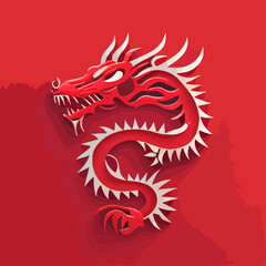 Chinese New Year 2023, Dragon zodiac sign on red color background.