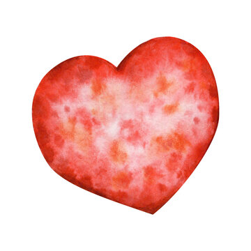 Soft toy pincushion in the shape of a red heart on a transparent background. Watercolor illustration element for design