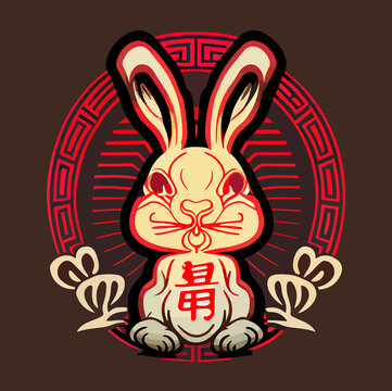 Chinese rabbit illustration, year of the rabbit