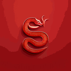 Chinese New Year 2023, Snake zodiac sign on red color background.