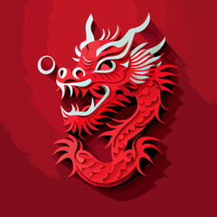 Chinese New Year 2023, Dragon zodiac sign on red color background.