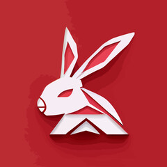 Chinese New Year 2023, Rabbit zodiac sign on red color background.