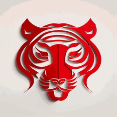 Chinese New Year 2023, Tiger zodiac sign on red color background.