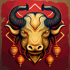Fototapeta premium Chinese new year symbol illustration, chinese zodiac animal