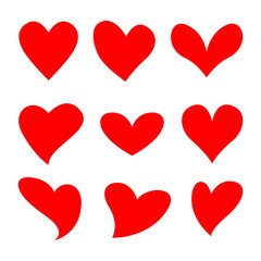 Red love vector set of different shapes