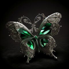 emerald and silver butterfly jewels