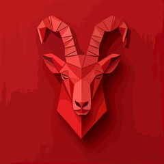 Chinese New Year 2023, Pig Goat sign on red color background.