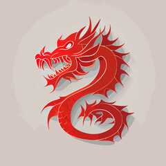 Chinese New Year 2023, Dragon zodiac sign on red color background.