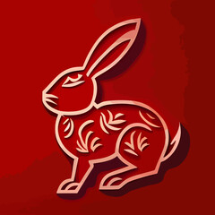 Year of the Rabbit vector badge chinese horoscope animal zodiac