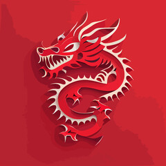 Chinese New Year 2023, Dragon zodiac sign on red color background.