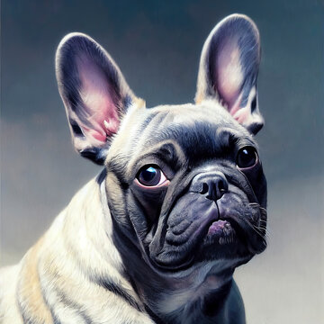 painted portrait of a french bulldog