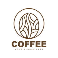 coffee bean drink logo design in brown color vector illustration
