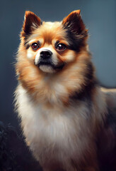 painted portrait of a Pomerania dog