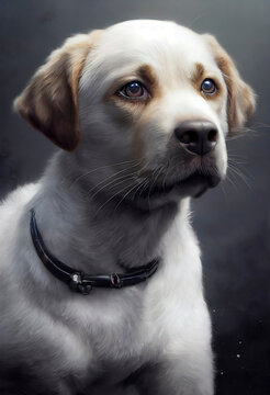 painted portrait of a Golden retriever dog