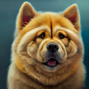 painted portrait of a Chow Chow dog