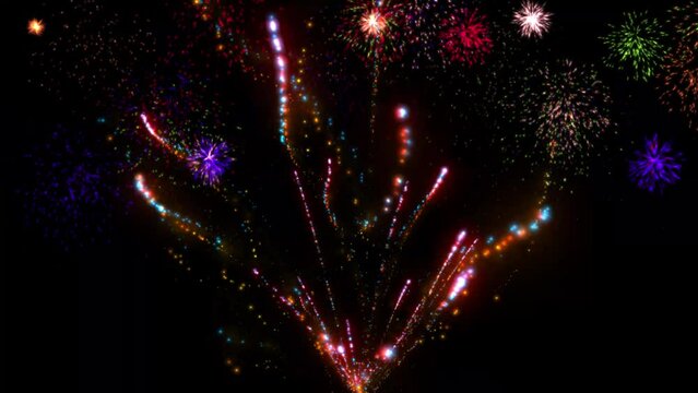 Fireworks motion graphics with night background