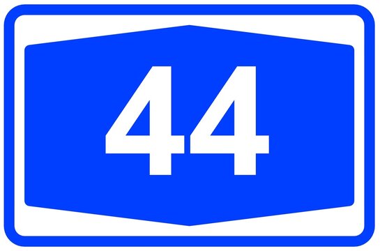 Illustration eines Autobahnschildes der Autobahn 44 in Deutschland	