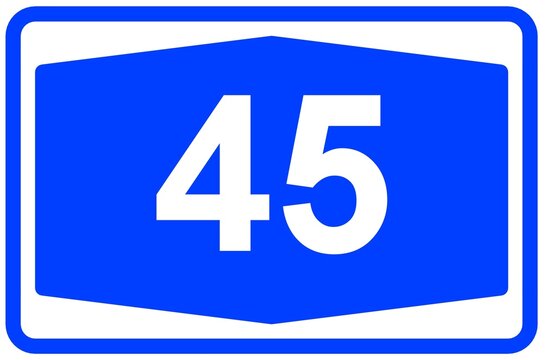 Illustration eines Autobahnschildes der Autobahn 45 in Deutschland	