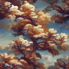 Fototapeta na wymiar seamless watercolor clouds and sky pattern. generative ai