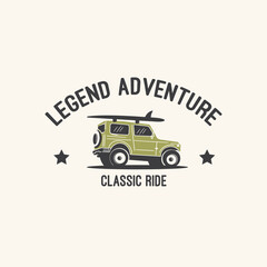 Hand Made Ilustration Tee Graphic Jeep Car Surf Adventure © idrdesign
