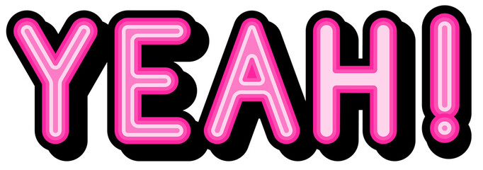 Yeah - retro lettering with shadows on a white background. Vector bright illustration in vintage pop art style.