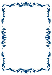 表彰状テンプレート縦型,オリエンタル柄のフレーム。アンティーク、ビンテージのオーナメント、飾り罫、バックグラウンド