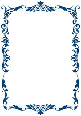 表彰状テンプレート縦型,オリエンタル柄のフレーム。アンティーク、ビンテージのオーナメント、飾り罫、バックグラウンド