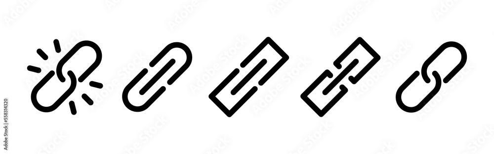 Poster Chain link icon set with various styles and concepts