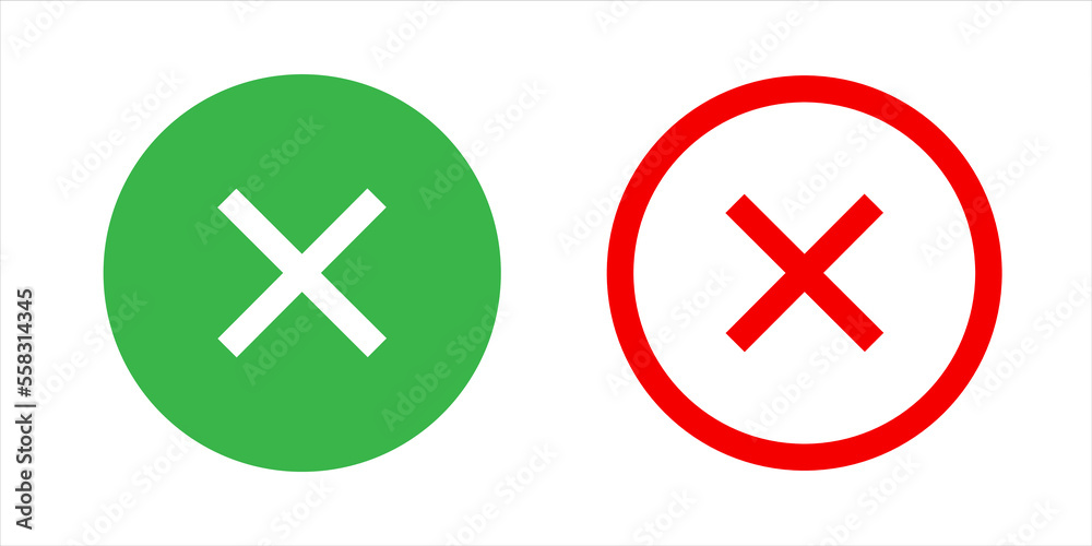 Poster Red and green cancel icon for web interface design