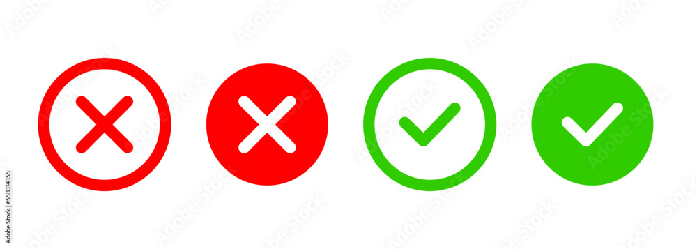 Poster simple yes or no icon design in red and green color
